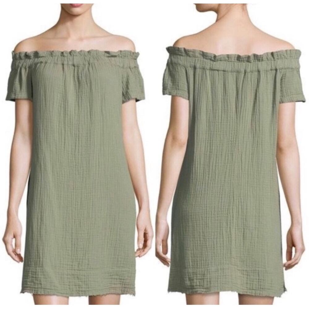 Amadi Dress Women’s Extra Small NEW Anthropologie Nola Off Shoulder Green NWOT - Picture 3 of 16